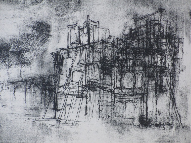 William 'Dirkje' Kuik, Het stenen huis in brand, Litho kopen? Bied vanaf 40!