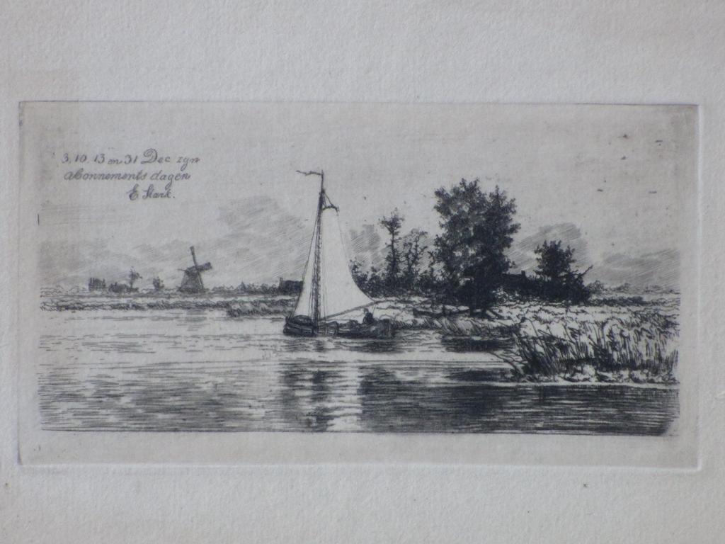 Elias Stark, Zeilboot in polderlandschap, Ets kopen? Bied vanaf 1!