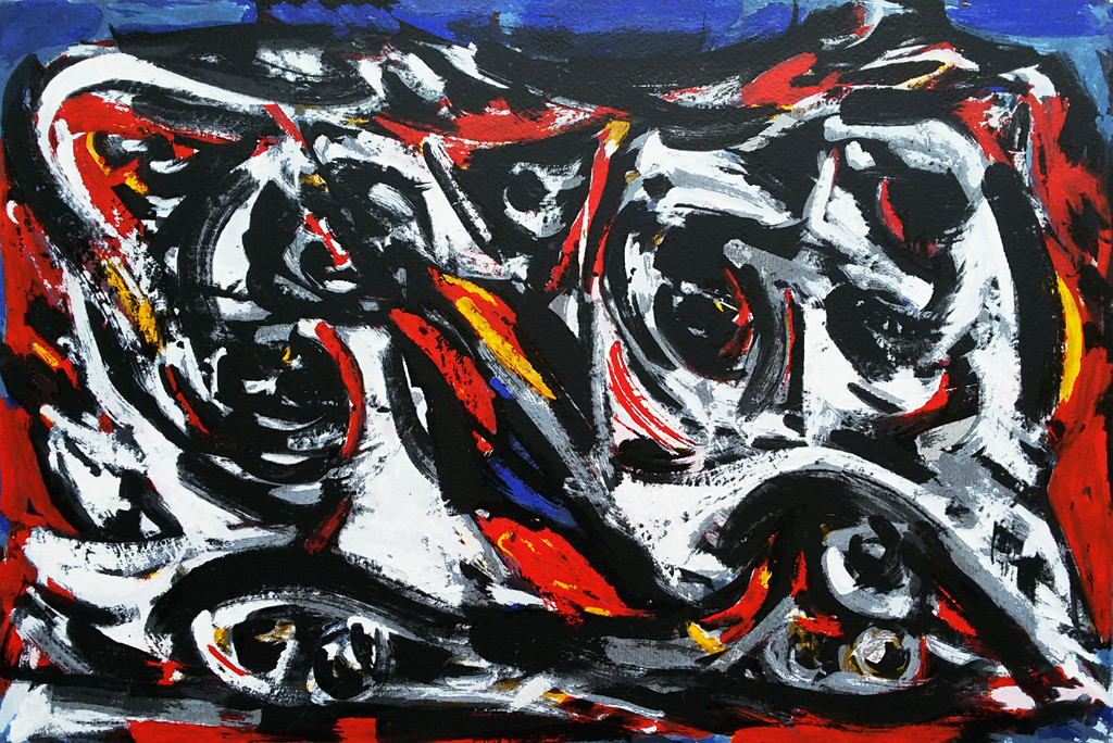 Theo Wolvecamp - Abstracte voorstelling, zeefdruk verkocht voor € 225!