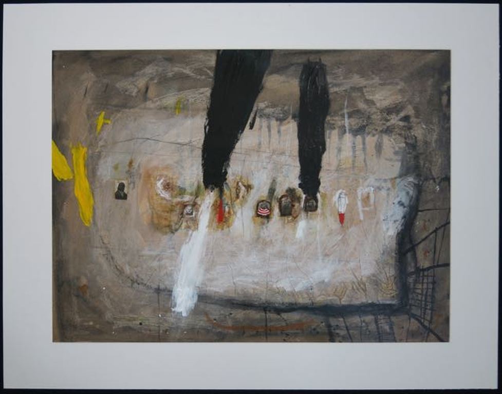 Co van Assema: Gemengde techniek op papier, Schip met zwarte zeilen verkocht voor € 150!