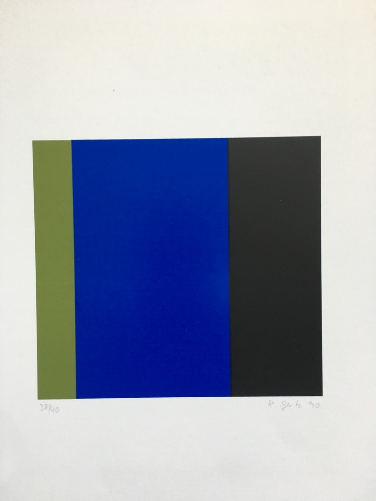 Groen/Blauw/Zwart, modernistisch werk handgesigneerd, 38/40 kleurendruk kopen? Bied vanaf 45!