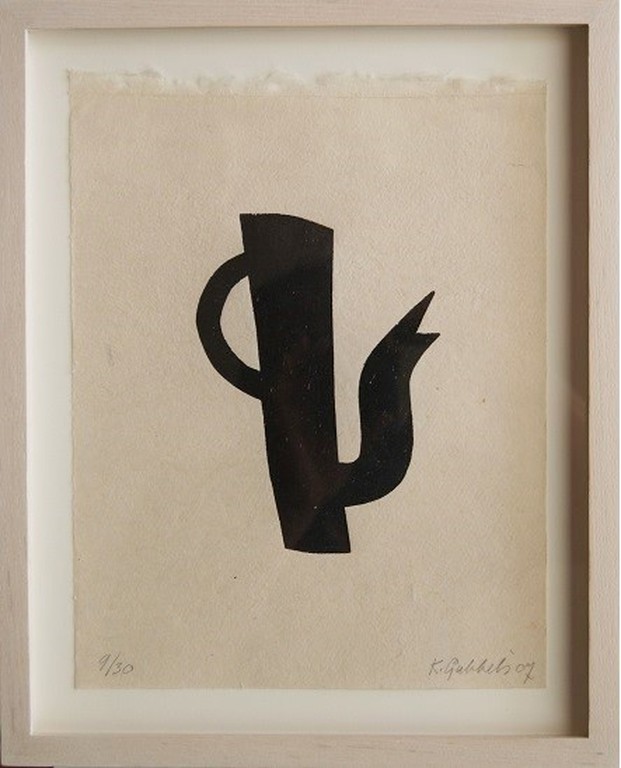 Klaas Gubbels houtdruk 'Zwarte kan' uit 2007. verkocht voor € 350!