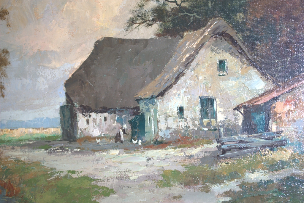 Boerenlandschap - olieverf op doek, groot - gesigneerd kopen? Bied vanaf 95!