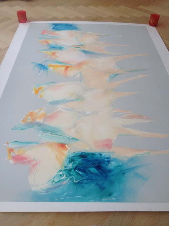 Prachtige en zeer grote ets (monotype), Jean Richardson, 'Stormy Herd', 1996 kopen? Bied vanaf 250!