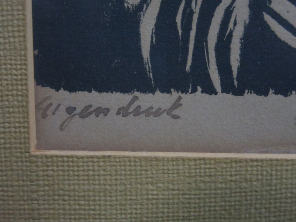 Jan Wiegers: Houtsnede, met hartelijke.. - Ingelijst kopen? Bied vanaf 70!