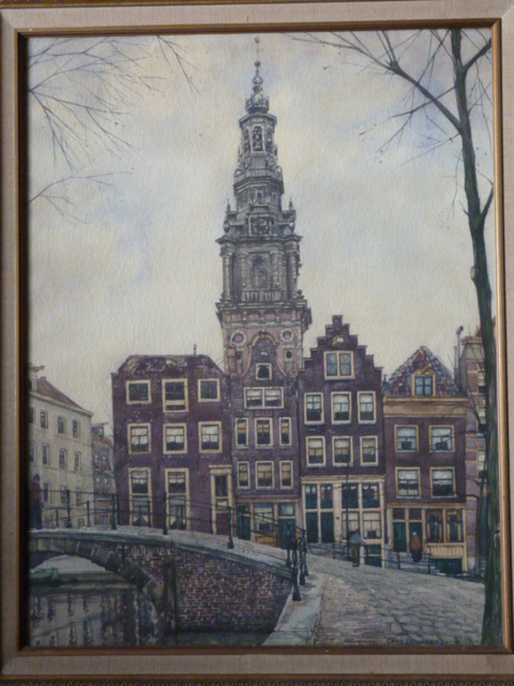 Cornelis Brandenburg - aquarel - Groenburgwal met de Zuiderkerk (Amsterdam) kopen? Bied vanaf 250!