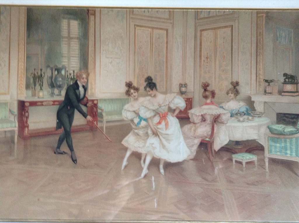 Dance au chateau door onbekende Franse kunstenaar, kleurenets 30/40 op papier verkocht voor € 100!