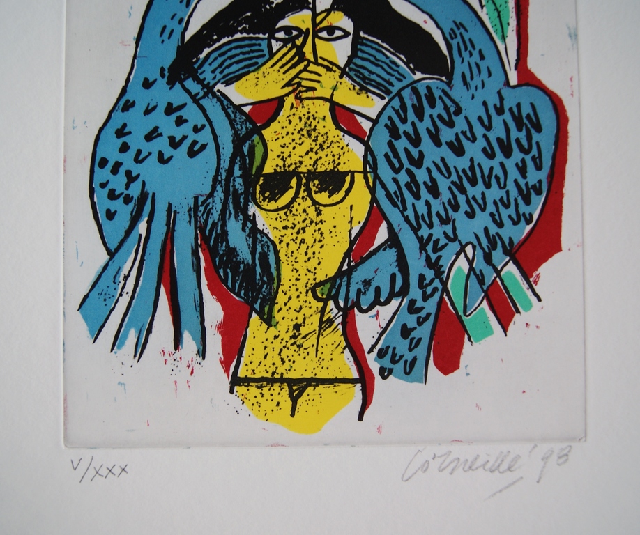Corneille ingelijste ets 'Femmes et oiseaux' - 1998 - oplage V/XXX. kopen? Bied vanaf 225!