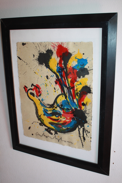 ANTON HEYBOER - SCHILDERIJ ACRYL - KIP op PAPIER verkocht voor € 261!