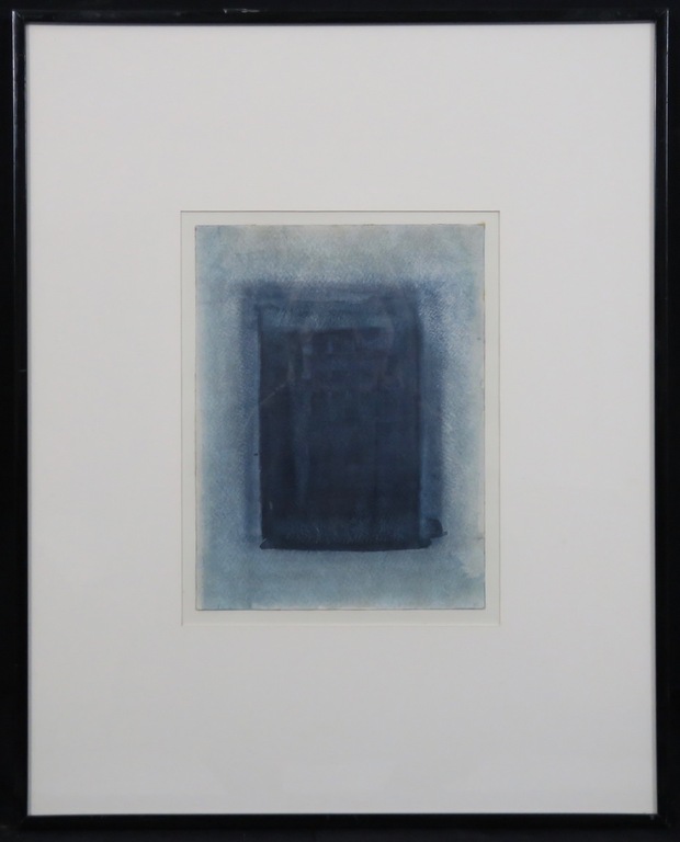 Vincent Hamel: Aquarel, Donkerblauw vlak - Ingelijst verkocht voor € 60!