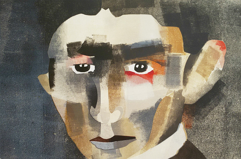 Nicole Montagne - Portret van Franz Kafka, sjabloondruk (in passe-partout) kopen? Bied vanaf 150!