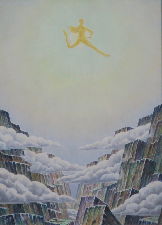 Jan P.A. de Vries: Gouache, Boven de wolken - Ingelijst kopen? Bied vanaf 1!