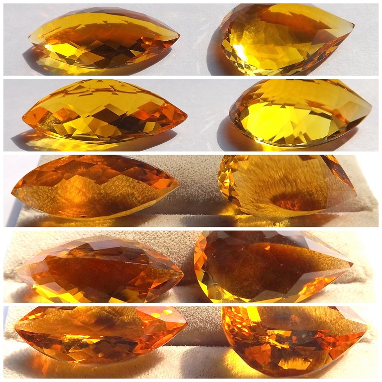 Paar natuurlijke Golden Citrine - Marquise Checker Cut en ovaal peer facet  kopen? Bied vanaf 1!