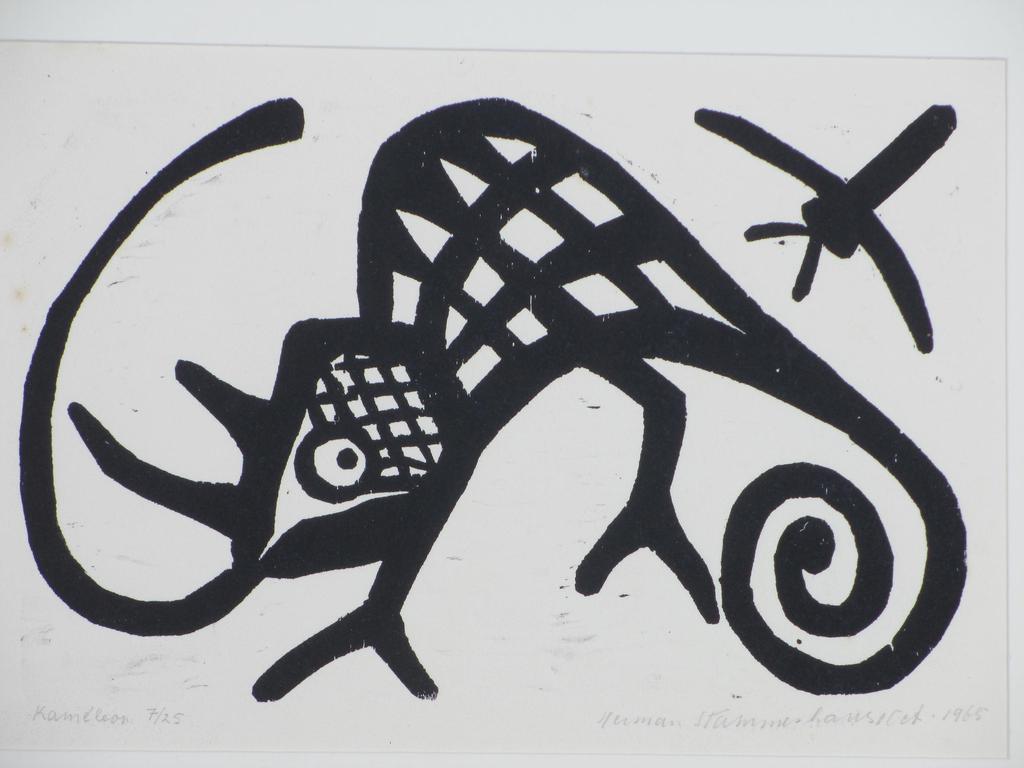 Herman Stammeshaus, Kameleon, Houtsnede kopen? Bied vanaf 50!