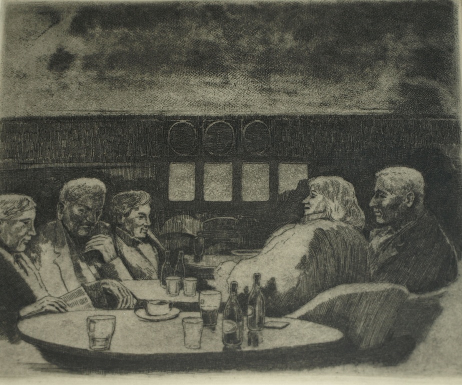 Poppe Damave (1921–1988) : Ets , De nachtboot – Gesigneerd & ingelijst  kopen? Bied vanaf 1!