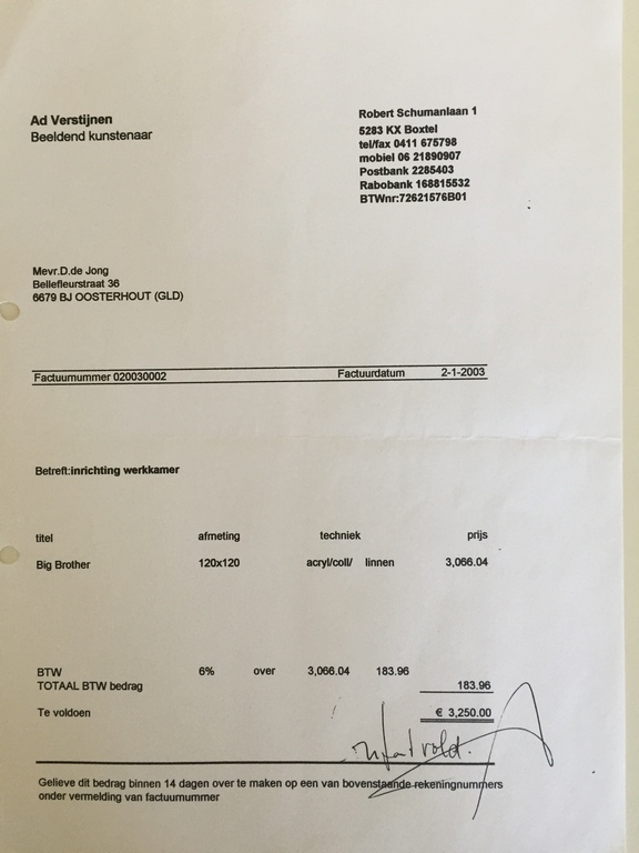 Ad Verstijnen, 'Big Brother two' , Acryl op linnen  kopen? Bied vanaf 2500!