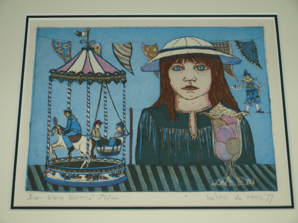 Laetitia de Haas (1948)–Kleurents–Een kleine kermis–Gesigneerd & ingelijst-1977 verkocht voor € 60!