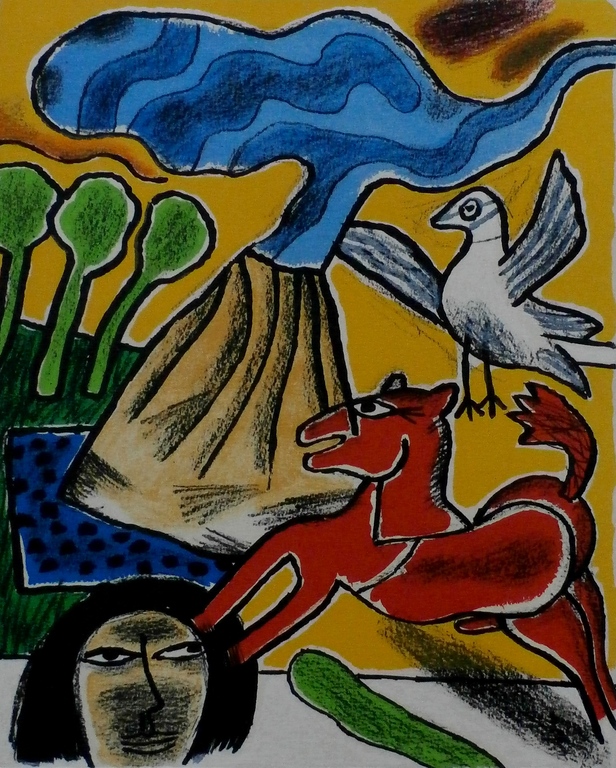 Corneille -  zeefdruk: La vie verte - 1996 verkocht voor € 225!