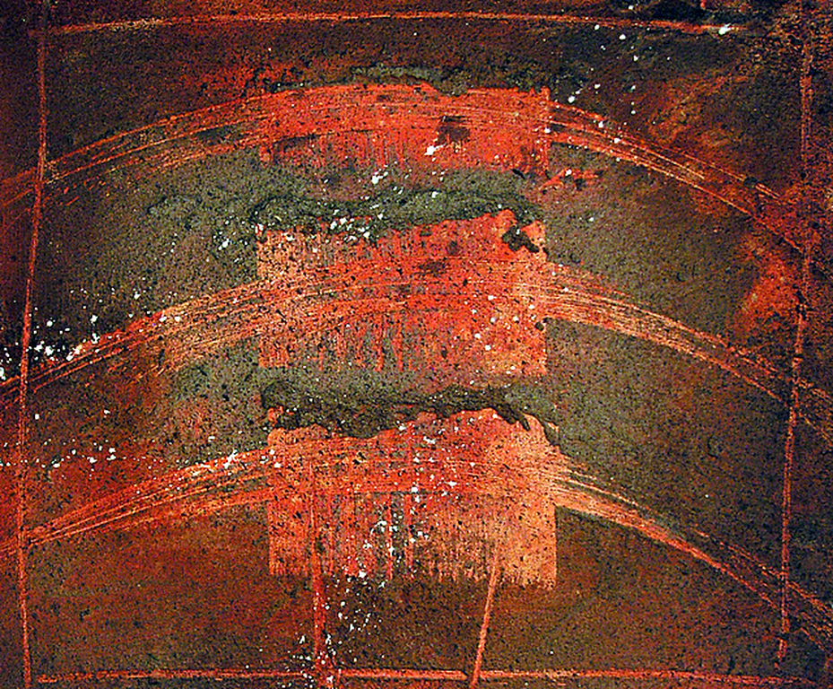 titel: Balancerende krabben--100x120x4cm--Zand/pigment/doek--gesigneerd achterz  kopen? Bied vanaf 1350!