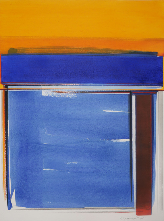 Peter van Drumpt: Aquarel, Z.T. (Oranje/blauw) verkocht voor € 40!