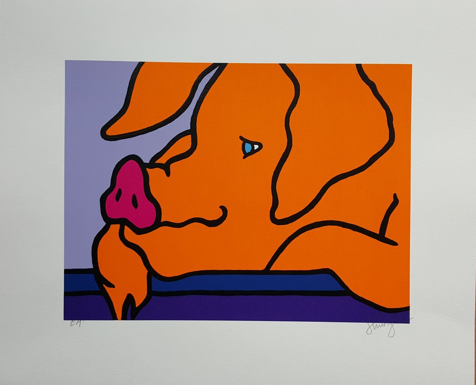 Shunyam - varkentje - gesigneerde zeefdruk op papier - E/A ex. verkocht voor € 42!