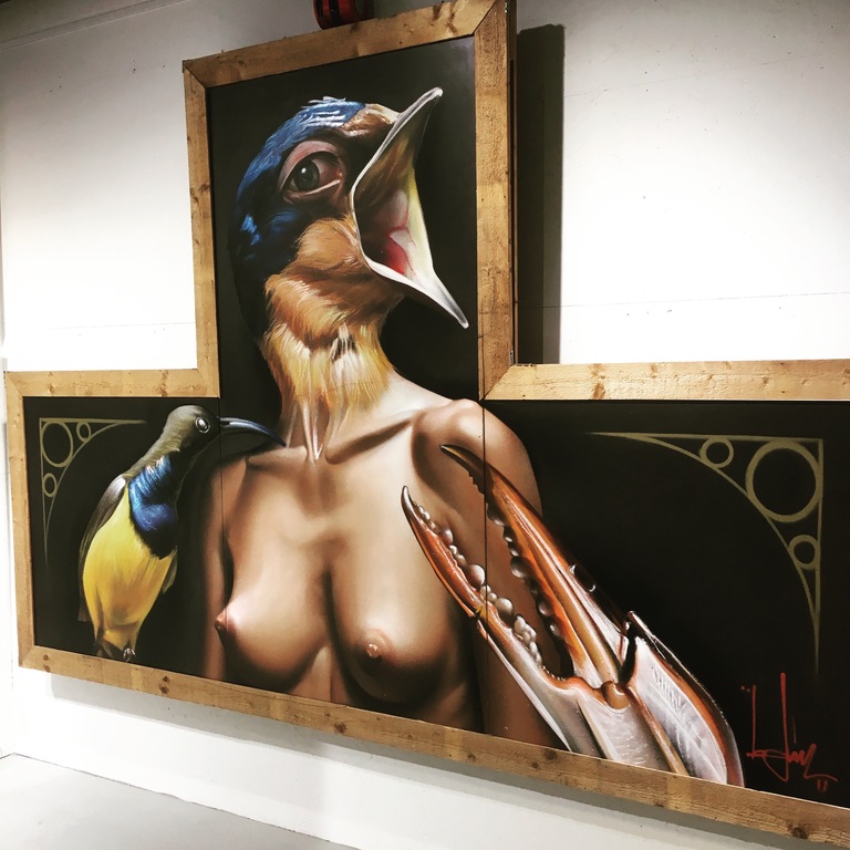 Belin - woman with bird head - spray paint  kopen? Bied vanaf 3500!