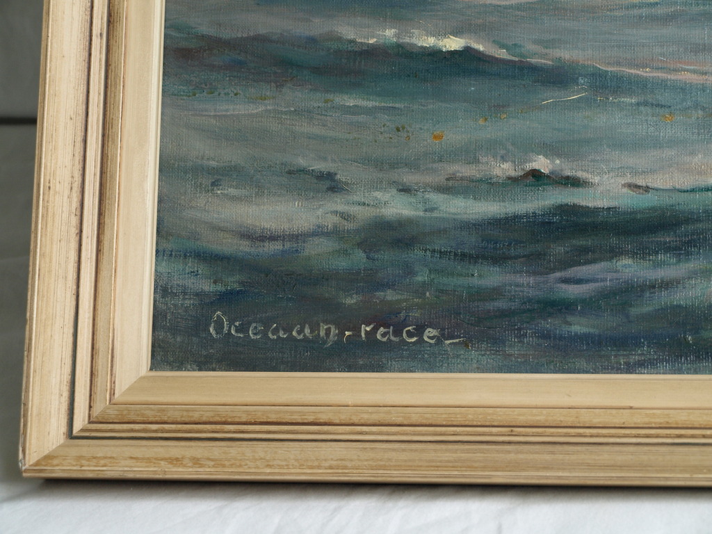 Onduidelijke signatuur : Olieverf op doek – Oceaan race – Ingelijst –1936        kopen? Bied vanaf 200!