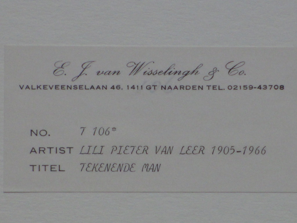 Lili Pieter van Leer, Tekenende man, Pentekening kopen? Bied vanaf 1!