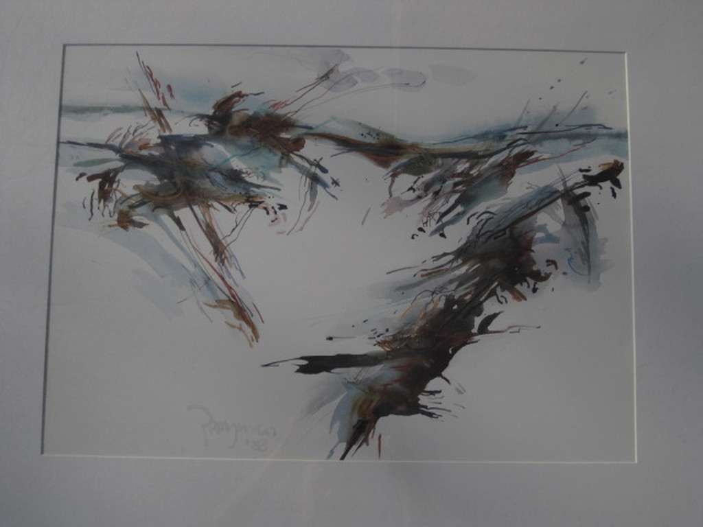 Norman Perryman (1933-) aquarel "Kinetische Compositie" gesigneerd 1988 kopen? Bied vanaf 1!