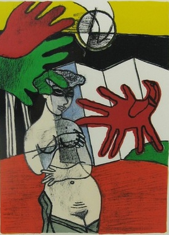 Corneille: Kleurenlitho, La femme au paravent verkocht voor € 225!