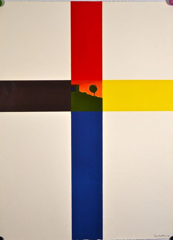 Willem van Malsen: Litho. Kruis met landschap kopen? Bied vanaf 70!