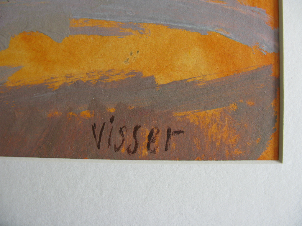 Hendrik Jan Visser - TERRAS AAN HET WATER - acryl op papier kopen? Bied vanaf 1!