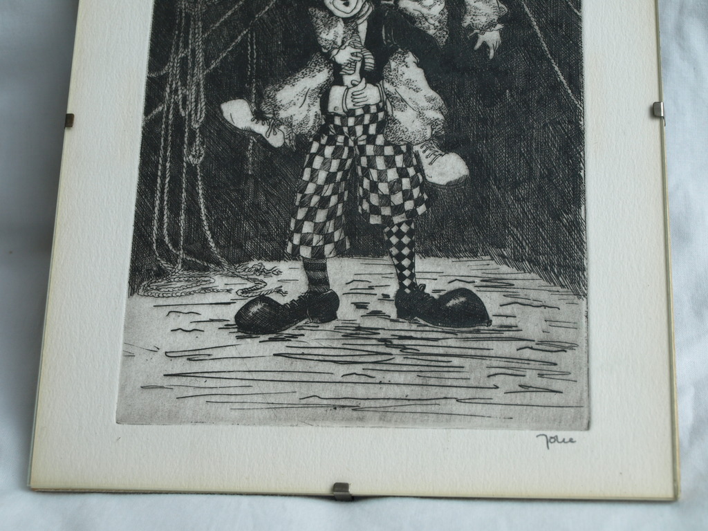 Onbekend : Ets – Clowns - Gesigneerd kopen? Bied vanaf 1!