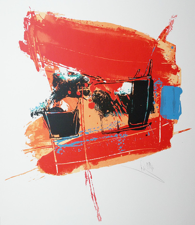 Arty Grimm - Abstracte compositie, zeefdruk (gemonteerd, groot) kopen? Bied vanaf 45!
