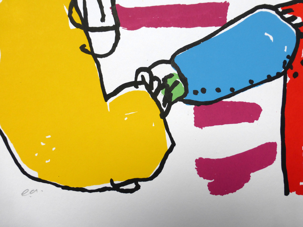 Herman Brood; Grote handgesigneerde zeefdruk ,  'We're a team' kopen? Bied vanaf 159!