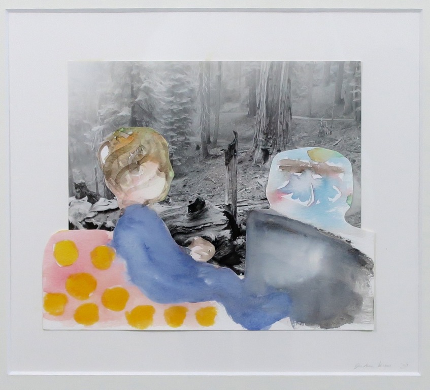 Gerdien Kroes: Collage/ aquarel, Kind in woud - Ingelijst kopen? Bied vanaf 20!