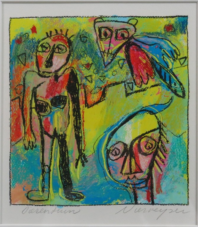 Henk Vierveijzer: Gouache op papier, Dierentuin - Ingelijst kopen? Bied vanaf 120!