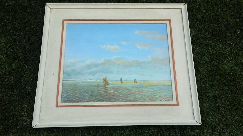 J.W. Goedhart - Veerse Gat 1956 - Olieverf op Board kopen? Bied vanaf 1!