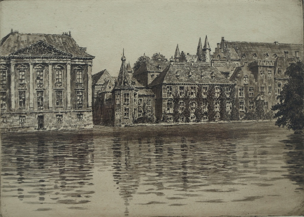 Onbekend : Ets - Torentje en Hofvijfer Den Haag – ingelijst – 1e helft 20e eeuw kopen? Bied vanaf 1!