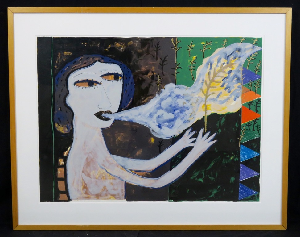 Dodog Soeseno: Zeefdruk, December - Ingelijst verkocht voor € 50!