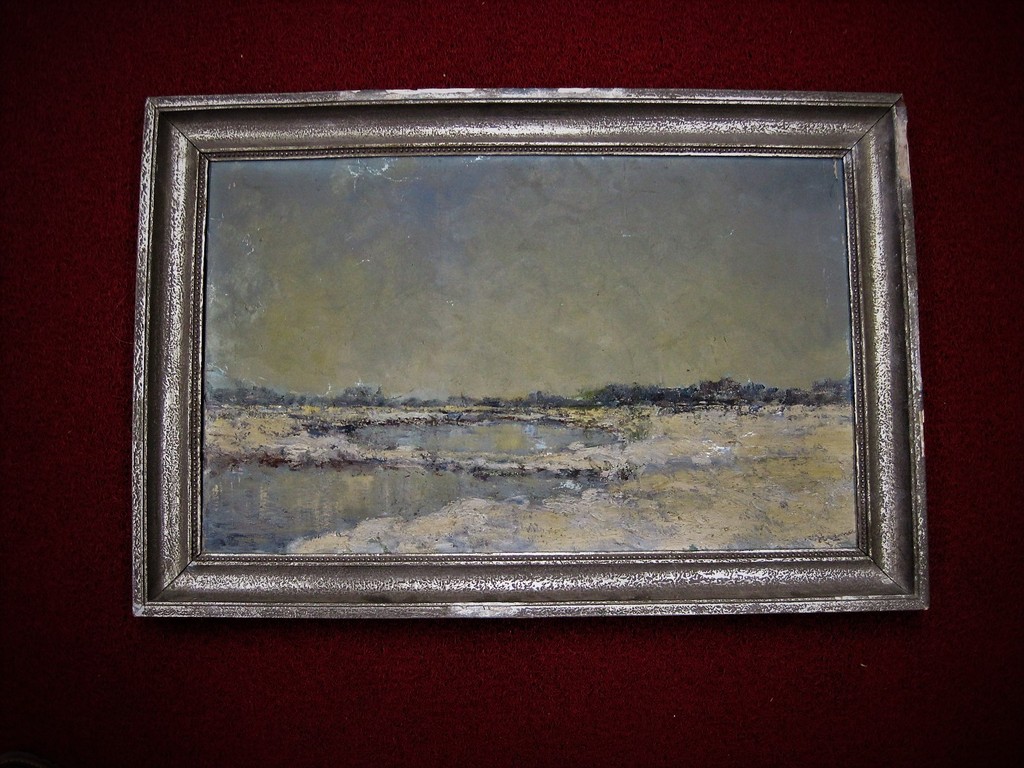 Groot onduidelijk gesigneerd Hollands "Winters rivieren/polderlandschap" ca 1930 kopen? Bied vanaf 1!