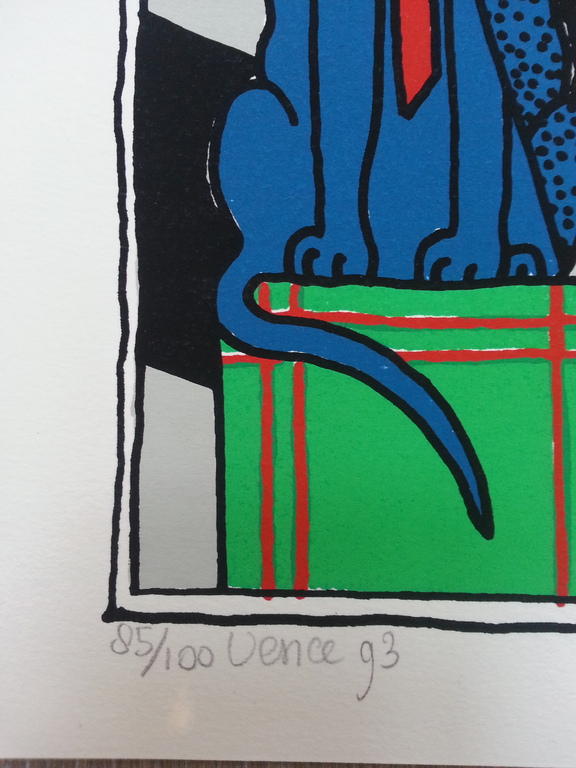 Cecile de Bruijn, zeefdruk op papier, titel:" le chat l' Arnold Schoenberg " kopen? Bied vanaf 40!