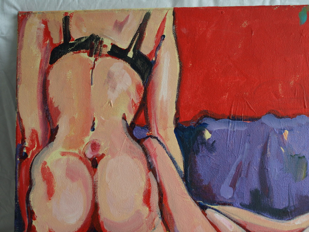 Gesigneerd met initialen : Acrylverf op linnen – Naakten – 70 x 90 cm kopen? Bied vanaf 1!