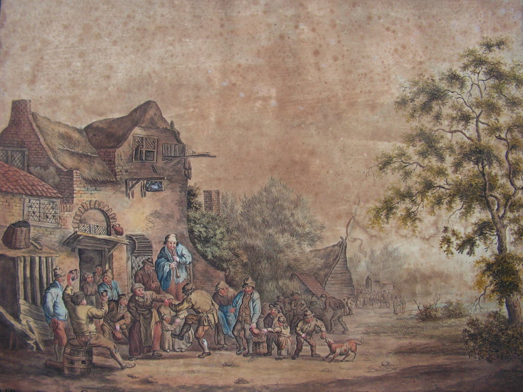 L.D.Postma  -  aquarel uit jaar 1834 -  de uitspanning kopen? Bied vanaf 1!