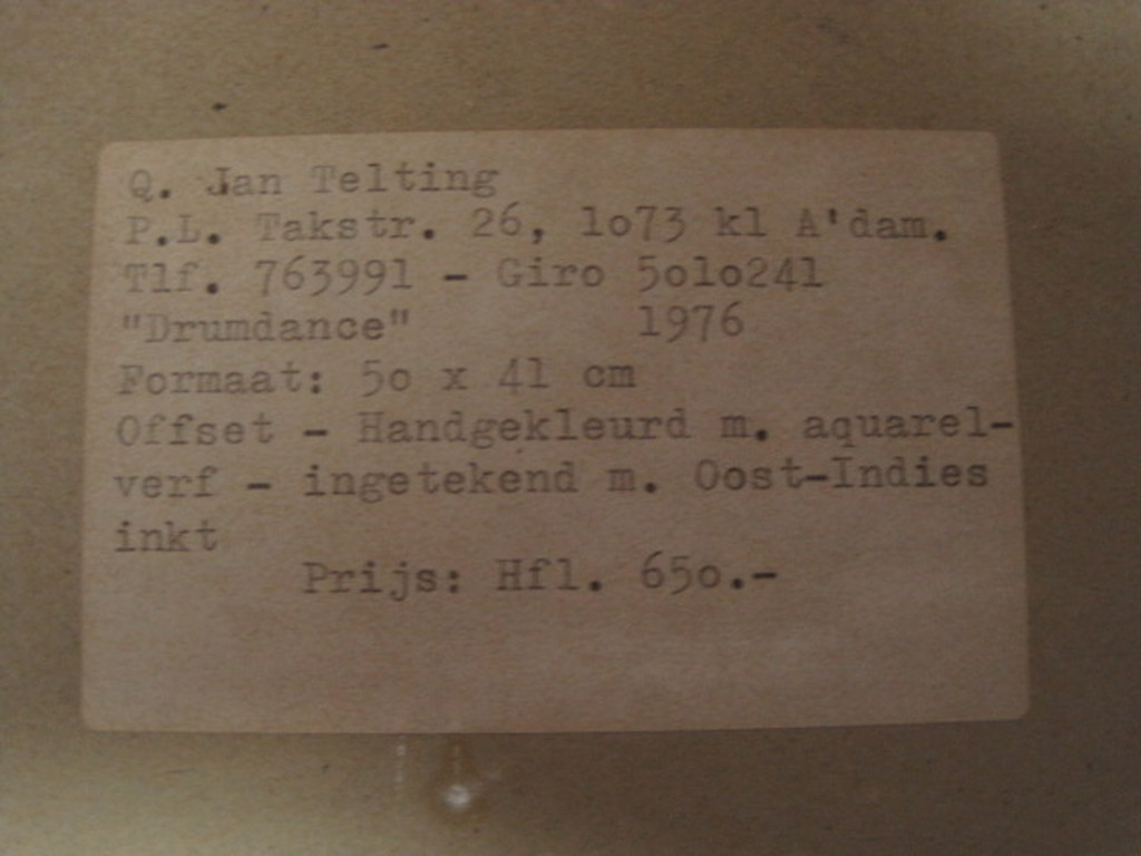 Q.J.Telting 1931-2003 aquarel "drumdance" gesigneerd 1976 kopen? Bied vanaf 1!