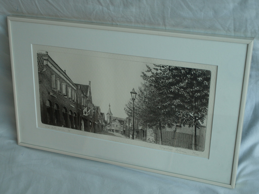 Wim Bettenhausen : Ets , Dorpshuis Zoetermeer – ingelijst – 1985 kopen? Bied vanaf 55!