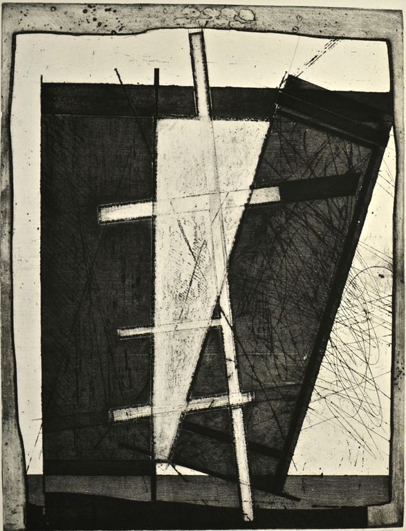 Ko Oosterkerk: Ets. Abstracte compositie kopen? Bied vanaf 50!