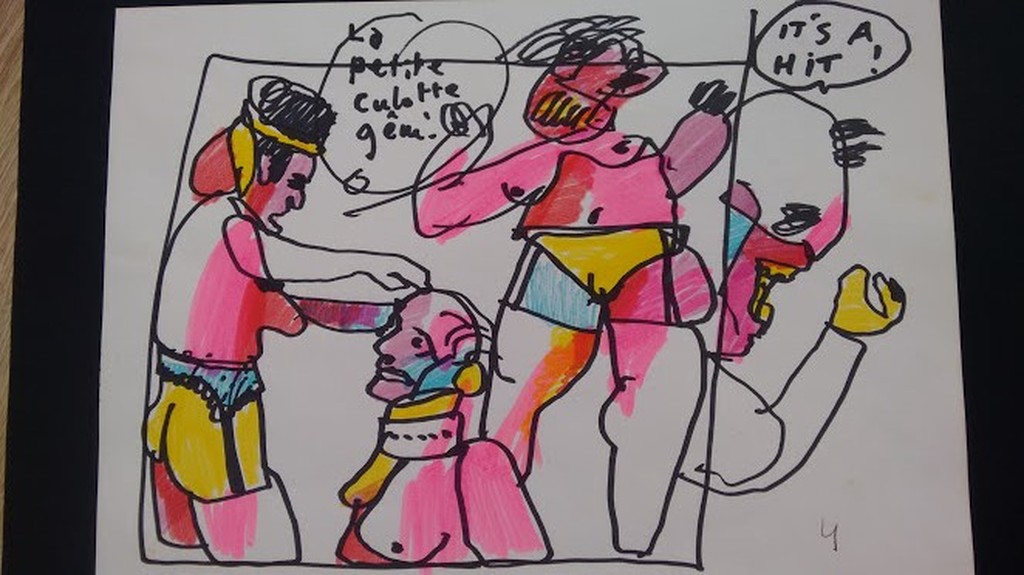 Herman Brood grote tekening, it's a hit, ingelijst verkocht voor € 280!