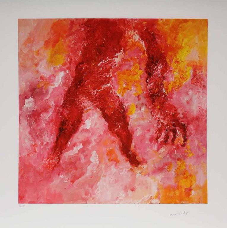 ARMANDO - Gestalt - Glicee op katoenpapier. Handgesigneerd. 2015 verkocht voor € 139!