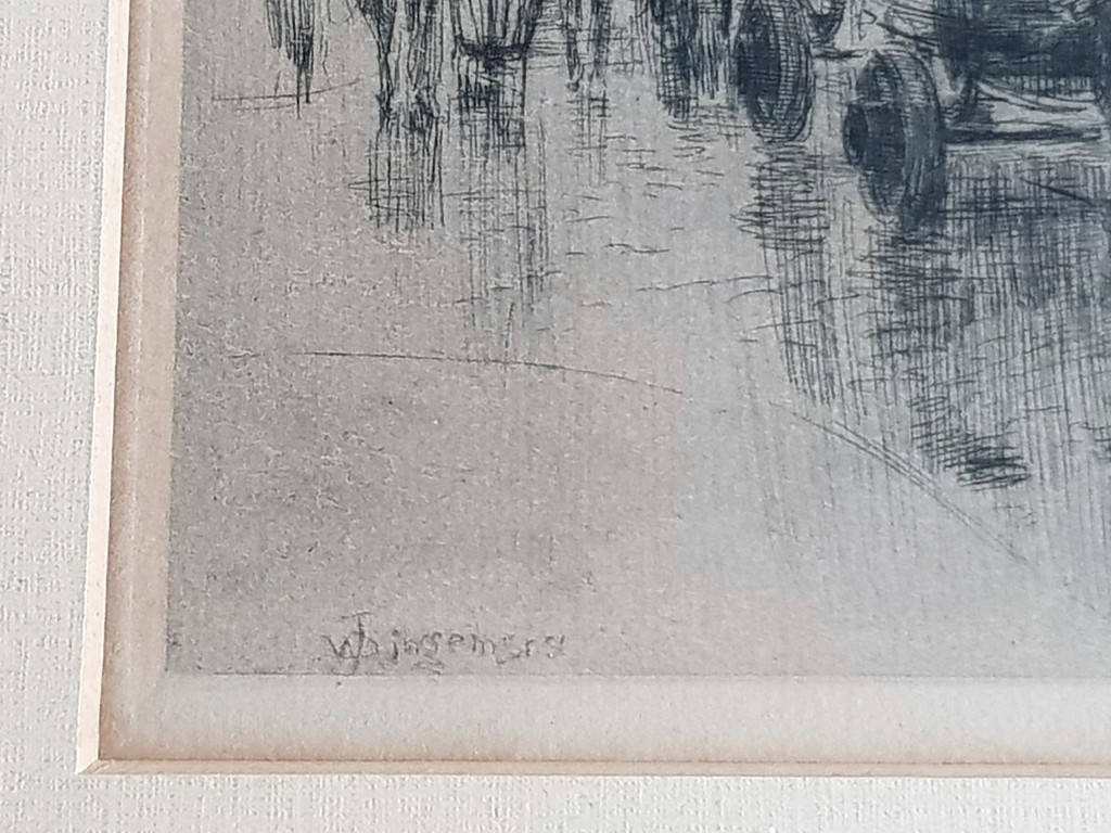 Waalko Jans Dingemans (sr.) - W.J. Dingemans (1873 - 1925) Paard en wagen - Gesigneerde ets kopen? Bied vanaf 35!